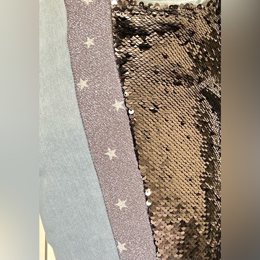 French Connection Women’s Jeans Reversible Flip Sequins Gunmetal Size 10 NWOT - Picture 11 of 15